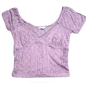 Aeropostale pink cropped lace top size M